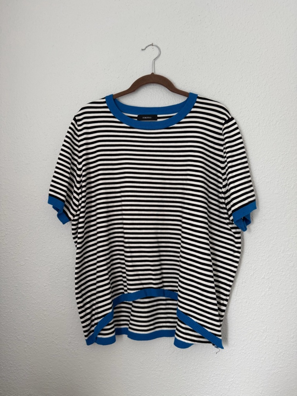 Dokotoo Striped Contrast Short Sleeve Sweater | 2XLarge